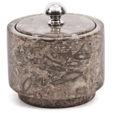 Imagem de Radicaln Saleiro de mármore com tampa, pote de armazenamento artesanal oceânico de 7,6 cm para sal escamoso, recipiente de armazenamento de especiarias de cozinha e açucareiro para bancada de cozinha