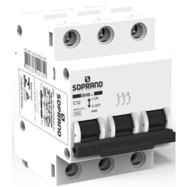 Imagem de Disjuntor tripolar 3x32A branco - Soprano