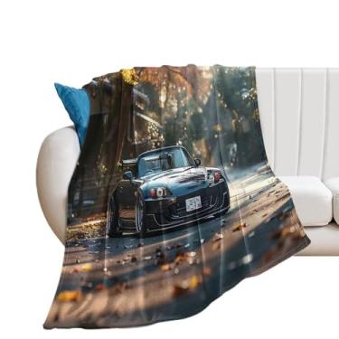 Imagem de HouLaiZhe Cobertor super macio de flanela modificação arte JDM S2000 cobertores leves de resfriamento para sofá cama cadeira sofá carro viagem ao ar livre leve quente 178 x 203 cm