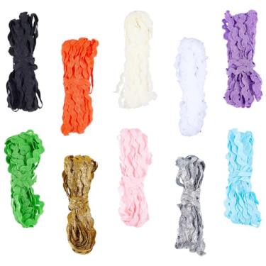 Imagem de GORGECRAFT 50 jardas 10 cores Rick Rack Trim para costura 5~8,5 mm RIC Rac Wave Bending Franja Ribbon Zig Zag Tecido trançado para costurar faixas de cabelo casamento faça você mesmo festa de Natal