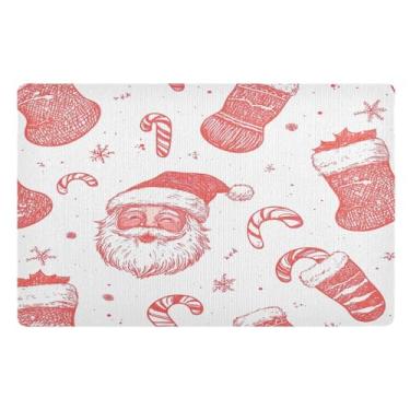 Imagem de STAYTOP Lindo tapete de porta de Papai Noel, entrada externa, 81 x 50 cm, tapete de boas-vindas ao ar livre/interno, tapetes de banho fofos, capacho frontal antiderrapante para entrada, pátio, áreas