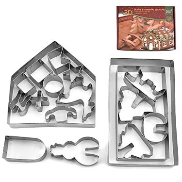 Imagem de Conjunto de 18 Moldes Biscoito Casa Gengibre em Aço Inoxidável Antiaderente para Feriados Festivos Ferramenta Bolo DIY Massa Assar