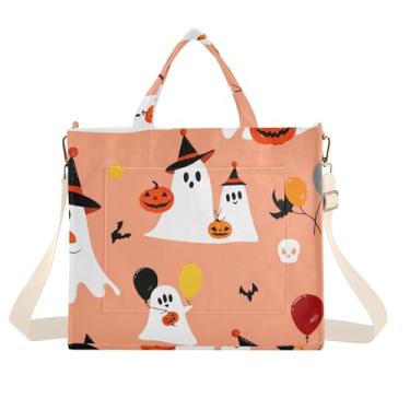 Imagem de Burbuja Sacola feminina com fantasmas fofos, de veludo cotelê, bolsa tiracolo para compras, trabalho, viagens, Fantasmas fofos em chapéus, Medium