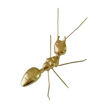 Imagem de Pasiir Estatueta de formiga dourada para decoração de casa, decoração central de formiga de metal sólido, mini ornamento de inseto, estatuetas de mesa de animais para escritório em casa