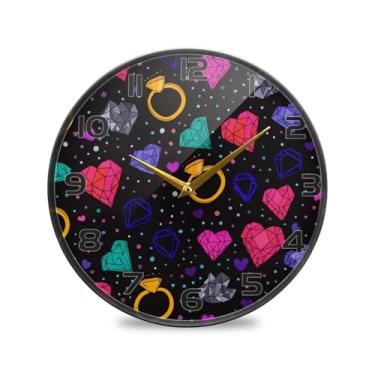 Imagem de YETTASBIN Relógio de parede acrílico com pedras preciosas coloridas - Silencioso, sem tique-taque, operado por bateria, relógio redondo decorativo criativo para cozinha, sala de estar, banheiro