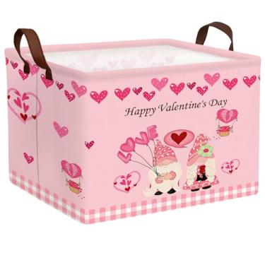 Imagem de NIETEIN Cesta de armazenamento vazia para presente de dia dos namorados com coração fofo para decoração de quarto de criança e bebê (anão rosa do amor)