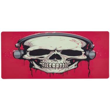 Imagem de xigua Tapete de mouse grande de caveira gótica, tapete de mesa antiderrapante 80 x 30 cm, base de borracha de 3 mm de espessura, protetor de mesa para laptop, mesa de trabalho, escritório e casa