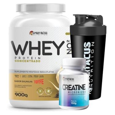 Imagem de Kit 1x Whey Protein Concentrado NO2 Pote 900g Baixo Carboidratos Aminoácidos BCAA e Glutamina + Creatina Micronizada Monohidratada Creatine 5g Por Dose Pote 150g 100% Pura 5000mg + 1x Coqueteleira (900, Baunilha)