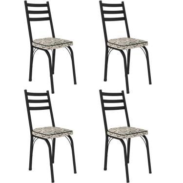 Imagem de Kit 4 Cadeiras Para Cozinha Tubular D-13 Nara De Aço Preto/cedro