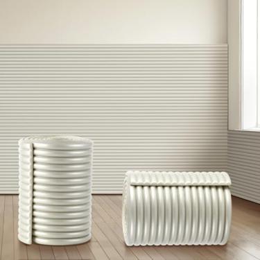 Imagem de Fiwochic Almofada de parede anticolisão de 19 x 192 cm, painéis de parede acolchoados, 3D, autoadesivos, para sala de jogos, berçário, quarto, sala de estar, protetores de canto (1 rolo, cinza claro)