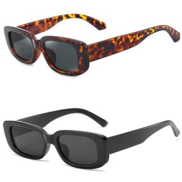Imagem de Gafas de sol Dollger con montura rectangular para mujer NEGRO+LEOPARDO