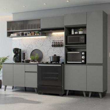 Imagem de Armário de Cozinha Completa 300cm Nice Madesa 08, Cinza