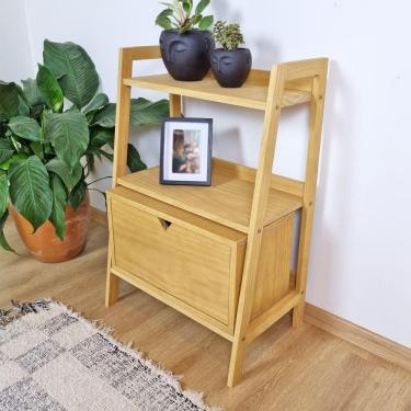 Imagem de Conjunto Estante Pipa 3 Prat Com Nicho Com Porta Me Madeira Cor