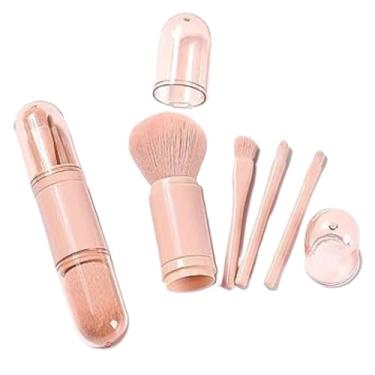 Imagem de Conjuntos de Pincéis Conjunto De Pincéis De Maquiagem Retrátil 4 Em 1 Portátil Mini Pincel De Blush E Sombra Maquiagem(ROSA)