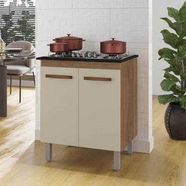 Imagem de Balcão Vani Para Cooktop 4 Bocas 2 Portas Cozinha Mb1 70cm Cor Savana Off White