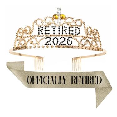 Imagem de Conjunto de faixa e tiara de aposentadoria – Faixa oficialmente aposentada e tiara personalizada de strass de metal dourado, ótimo para festa de trabalho de aposentadoria, eventos, suprimentos de festa, presentes, lembranças e decorações #3 da JPACO