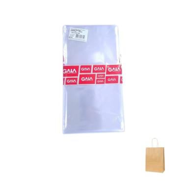 Imagem de Kit Saco De Presente Transparente 900 Incolor 15x29cm (10 unidades) + Sacola Para Presente Kraft M 25,5x19,5x8cm (20 unidades)