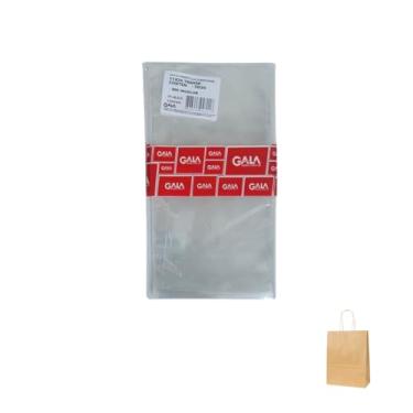 Imagem de Kit Saco De Presente Transparente 900 Incolor 11x20cm (100 unidades) + Sacola Para Presente Kraft M 25,5x19,5x8cm (100 unidades)