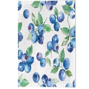 Imagem de Quebra-cabeça 500 peças adultos impressão animal arte decoração desenho animado folha de mirtilo azul verde família divertido quebra-cabeças engraçado jogo tecnologia presentes, 500 peças, 52 cm x