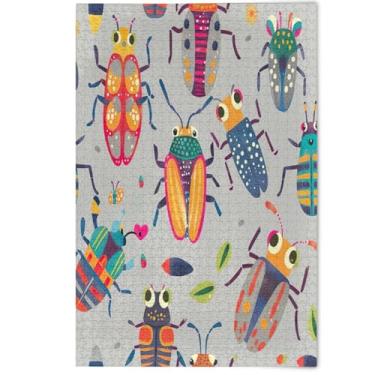 Imagem de Quebra-cabeça de animais de desenho animado colorido amarelo 1000 peças para adultos pintura de belas artes decoração de casa quebra-cabeças grandes divertidos presentes de elefantes brancos, 1000