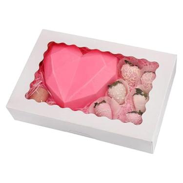 Imagem de Várias caixas de padaria com janela - caixas de petiscos pop-up automático para biscoitos, tortas, muffins donuts, pastelaria, presente para mãe, branco (branco 30 peças)