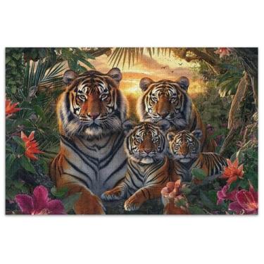 Imagem de Quebra-cabeça Animal Family of Tigers para adultos, 500 peças, presentes tecnológicos, brinquedo adulto, desenho animado, animal
