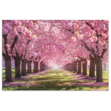 Imagem de Quebra-cabeça com flores de cerejeira, 1000 peças, pintura artística para adultos, presentes de elefante branco