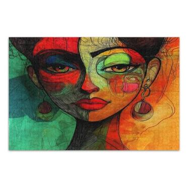 Imagem de Quebra-cabeça abstrato para adultos com rosto feminino, 500 peças, quebra-cabeças difíceis para adultos com letras nas costas