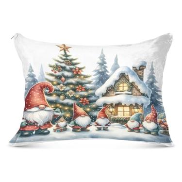 Imagem de Capas de almofada de Natal com gnomos e árvore 51 x 66 cm, tamanho padrão, supermacia, com zíper, para outono e inverno