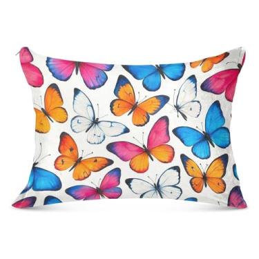 Imagem de Fronhas coloridas vibrantes de flanela branca decorativas para travesseiro padrão Queen King capa de almofada estética macia grande, tamanho Queen, 50,8 cm x 76,2 cm