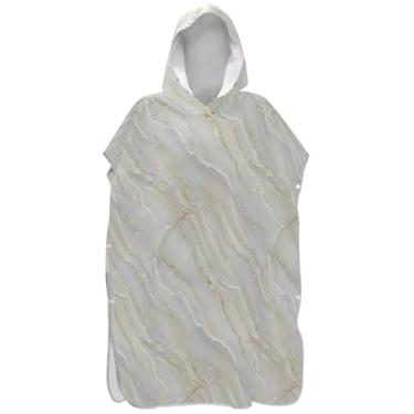 Imagem de Joisal Poncho de surfe de mármore bege para trocador adulto toalha de natação com capuz poncho masculino absorvente com capuz
