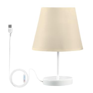 Imagem de Joisal Candeeiro de mesa com porta de carregamento USB, luminária de quarto com abajur pequena luz noturna