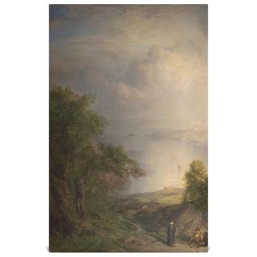 Imagem de Joisal Toalha de mão de chá fofa Mar Egeu Frederic Edwin Toalhas de prato de igreja para decoração de cozinha panos finos de secagem rápida 45 x 71 cm, pacote com 6