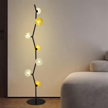 Imagem de OUFULA Criatividade Moderna Piso Lâmpada Sala de Estar Quarto Sala de Jantar Villa Hotel Home Decor Standing Lights (C)