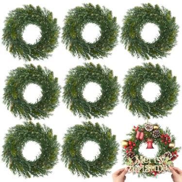 Imagem de Zeyune Guirlanda de Natal verde 35 cm ideal para decorar portas janelas quartos festa de Natal rústica interior e exterior, 8 peças