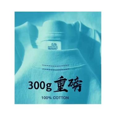 Imagem de Camiseta De Algodão Puro Pesada 500G Com Ombros Caídos E Manga Curta P