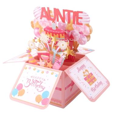 Imagem de Cartão Pop-Up de Aniversário para Tia, Cartão de Aniversário 3D Divertido e Criativo com Envelope Presente Personalizado para Tia do Sobrinho ou Sobrinha