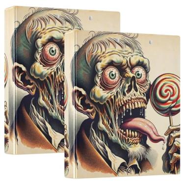 Imagem de Freaky Zombie Candy Pacote com 2 fichários pequenos, 3 anéis com prancheta, material escolar universitário, pasta de prancheta com armazenamento