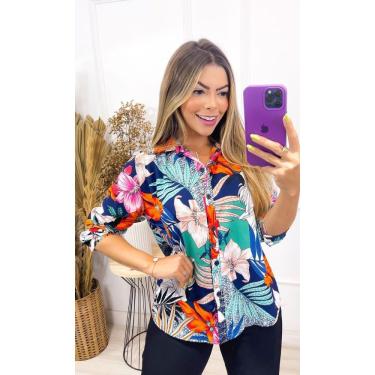 Imagem de Blusa Crepe Manga Longa Detalhe Floral [F081]