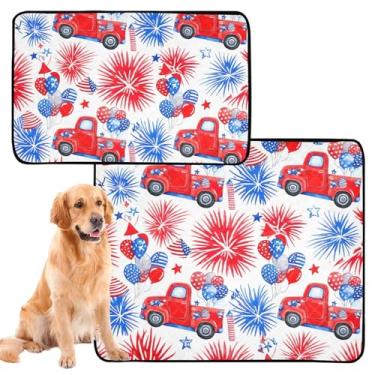 Imagem de Almofadas laváveis para xixi para cães, desenho vintage, caminhão, vermelho, reutilizável, almofada de xixi, para filhotes de cachorro, à prova de vazamento, fofo, impermeável, antiderrapante, médio +