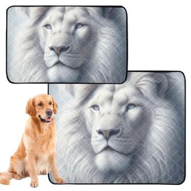 Imagem de TSENQUE Almofadas de xixi para cães, lavável, fofo, impermeável, antiderrapante, juba de leão majestosa, branca, cinza, reutilizável para animais de estimação, tapete absorvente para treinamento de