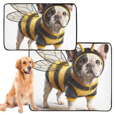 Imagem de TSENQUE Almofadas de xixi laváveis para animais de estimação, buldogue de abelha, engraçado, tapete de xixi para gatos, impermeável, tapete de cercadinho para cachorros, pequeno x pacote com 3