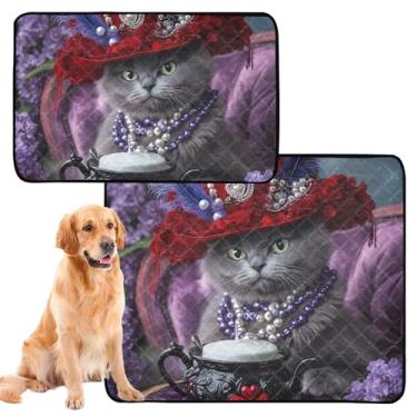 Imagem de TSENQUE Tapete gótico de gato vermelho à luz de velas para cães, à prova d'água, tapete de cercadinho reutilizável para animais de estimação, almofadas de treinamento de filhotes para cães, médio +