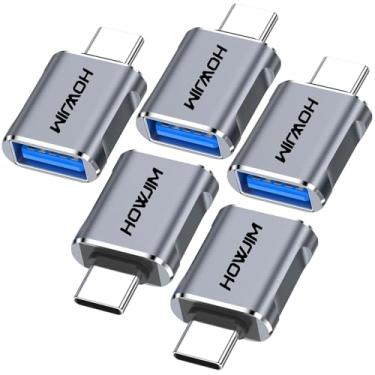 Imagem de Adaptador USB para USB C, pacote com 5, adaptador USB C fêmea para USB A macho, carregador conversor tipo C para iPhone 17 Pro Max, 16 15, Apple Watch iWatch S11 S10 SE, AirPods 3, iPad mini Air