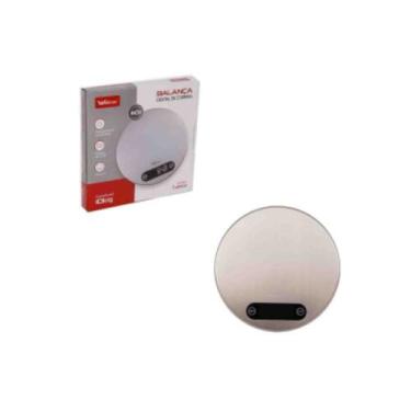 Imagem de Balança Digital de Cozinha Redonda Inox 10 kg - WELLMIX