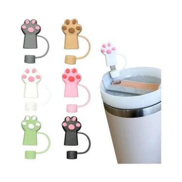 Imagem de Tampas De Silicone Em Forma De Patinha De Gato Para Copo Stanley 6 Peç