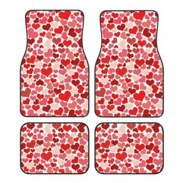 Imagem de Yakelo Tapetes para carro, decoração em forma de coração, tapetes de carro com pontas antiderrapantes, tapetes automotivos adequados para SUV, vans, sedãs, caminhões, conjunto de 4 peças