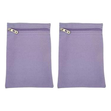Imagem de Colaxi Conjunto de 2 bolsos embutidos com zíper, estojo seguro para celular para jaquetas, casacos e moletons, bolso de para viagens, bolsos, Purple L
