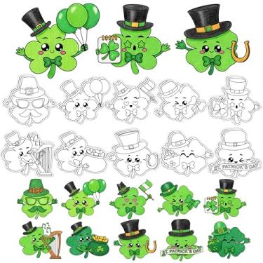 Imagem de St. Patrick's Day Coloring Art Craft Kit - 30Pcs Color Your Own Shamrock Magnets for Kids Lucky Clover Cute Face DIY Coloring Magnet for Irish Holiday Party Fridge Refrigerator School Activities Decor