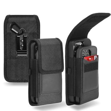 Imagem de Capa coldre de telefone duplo com clipe de cinto para dois telefones, para todos os iPhone 16 15 14 13 12 11 Pro Max Plus, Galaxy S24 S23 S22 S21 Plus/Ultra/Fe, preta